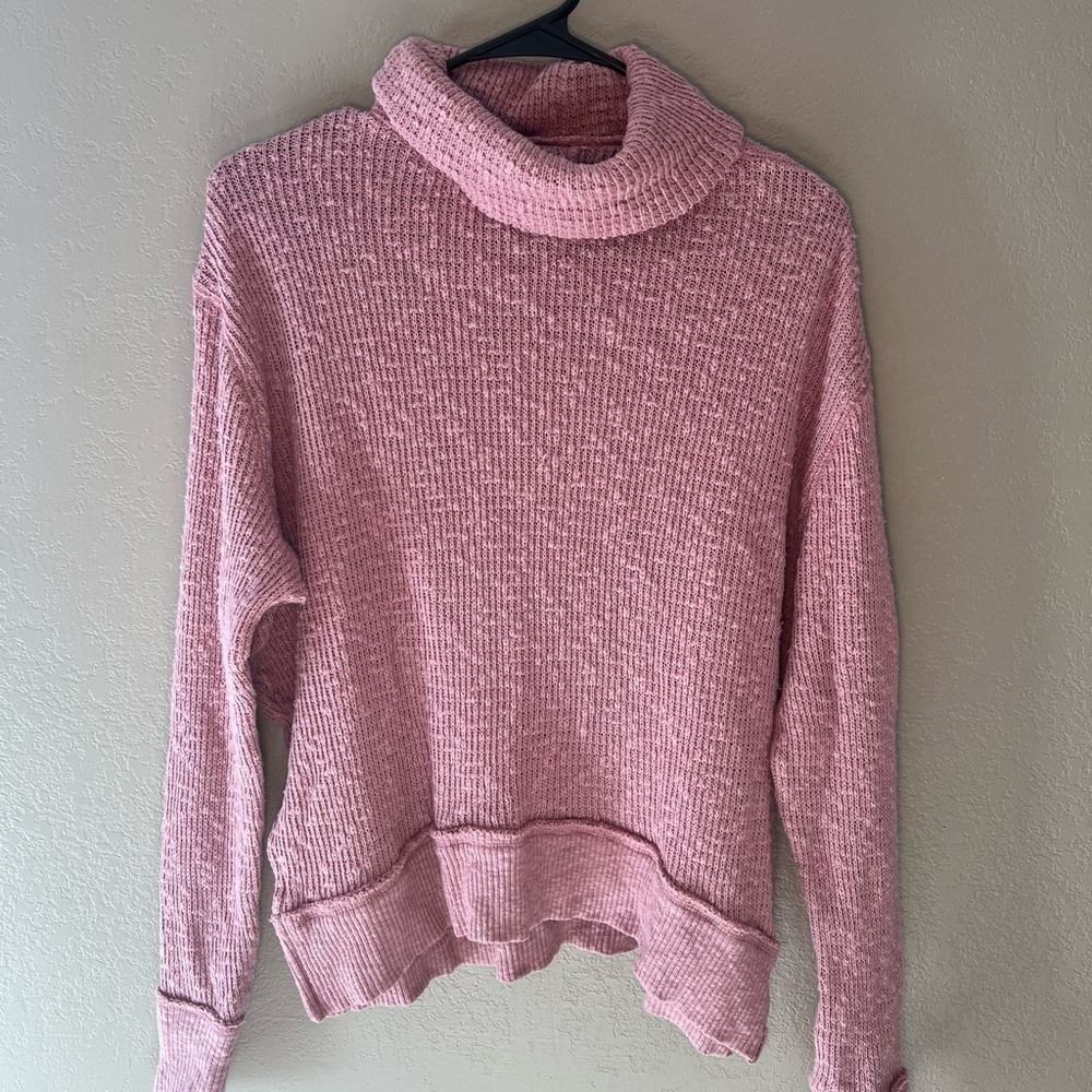 We The Free Waffle Knit Turtleneck Mauve/Pink Color
